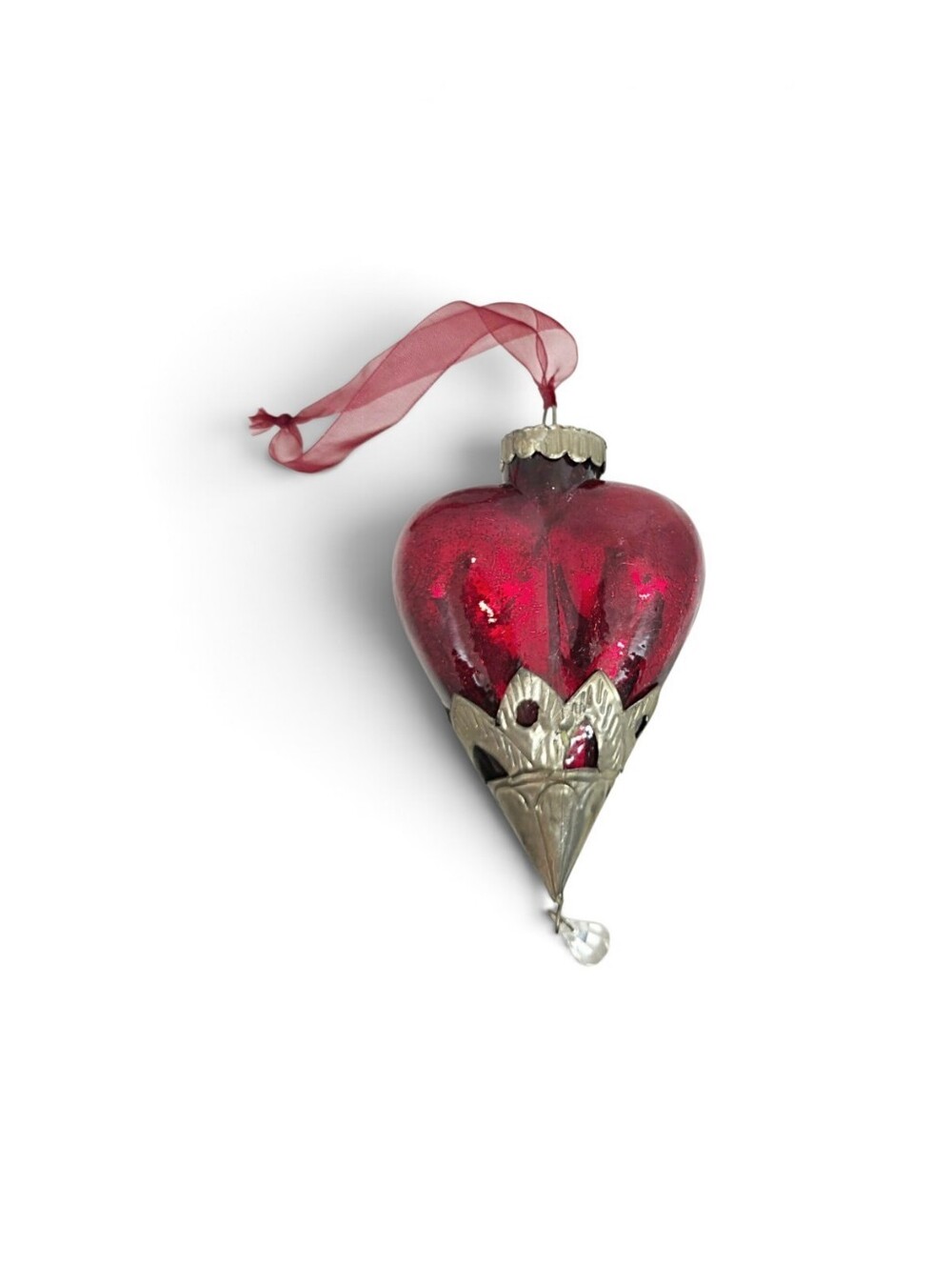 Red Heart Glass Hanging Ornament